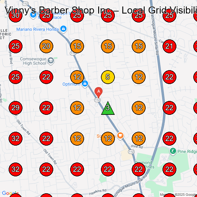 Vinny's Barber Shop Inc GeoGrid visibility map for Barber Shop in Middle Island